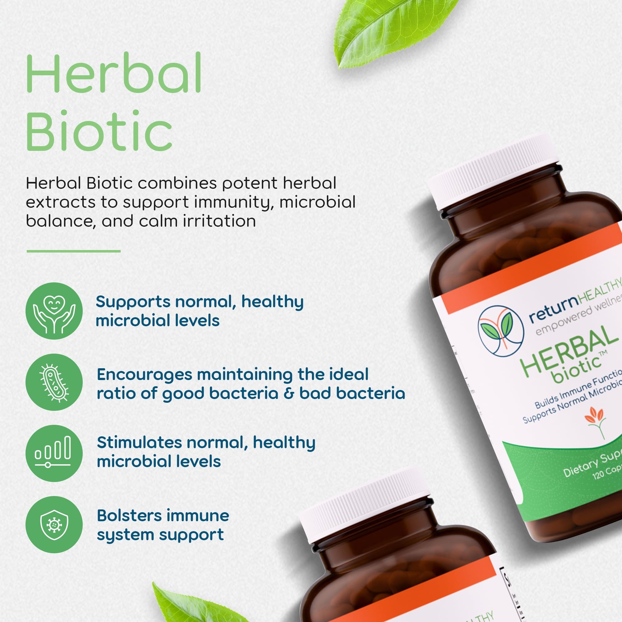 Return Healthy Adaptogen Immune capsules ready for stress support