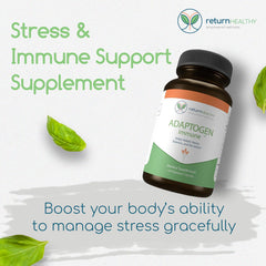 Return Healthy Ashwagandha capsules bottle, easy daily capsules for potential stress balance.