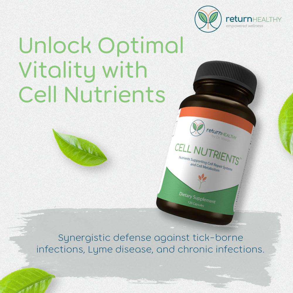 Return Healthy Cell Nutrients bottle back label reveals ingredients and dosage details