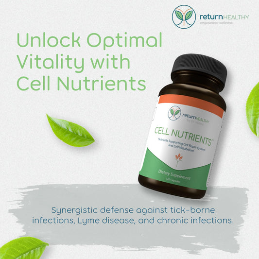 Return Healthy Cell Nutrients bottle back label reveals ingredients and dosage details