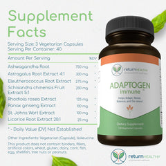 Return Healthy Eleutherococcus visual emphasizes broad adaptogen support during busy days.