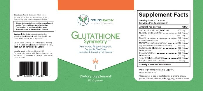 Return Healthy Glutathione Symmetry serving size and dosage guidance