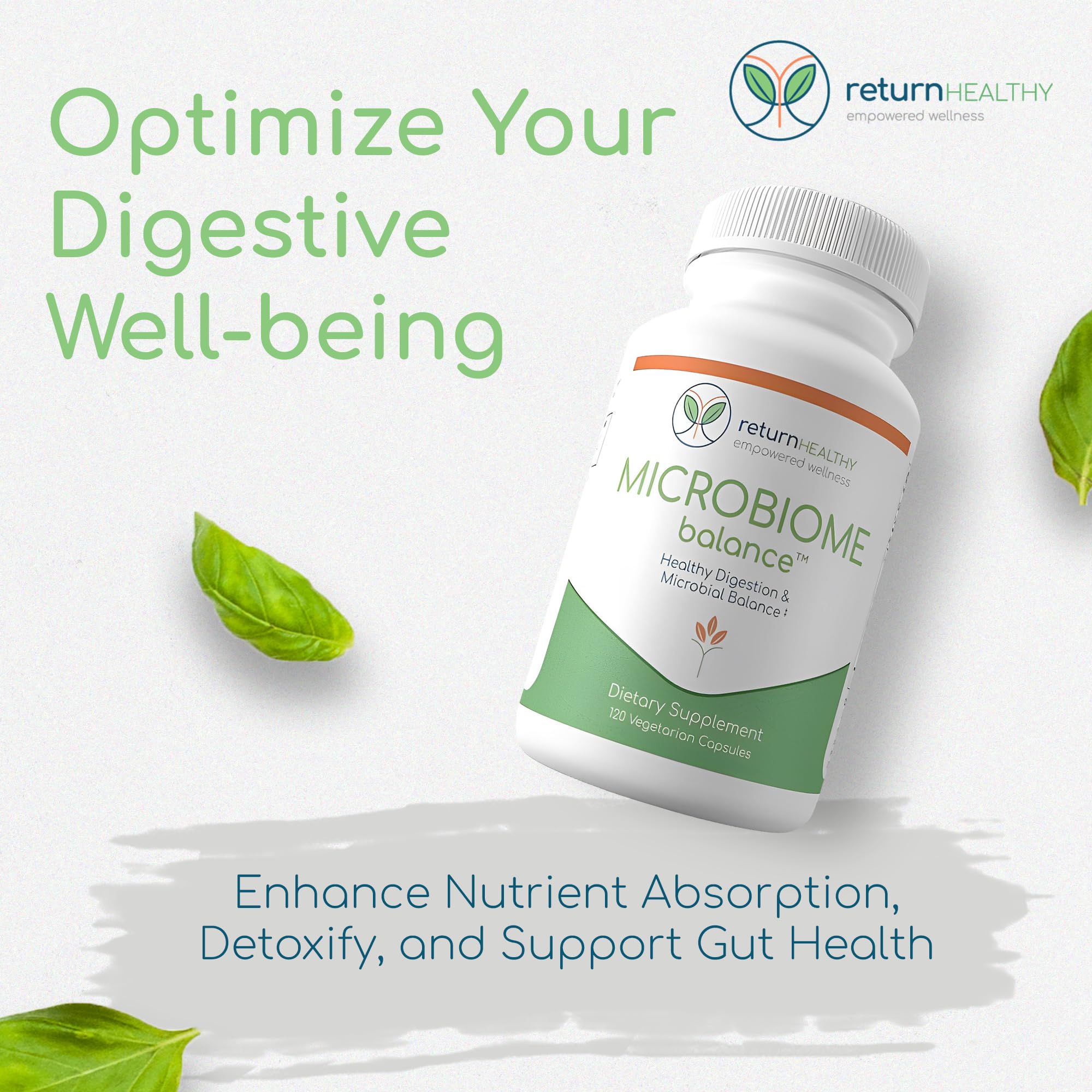 Closeup of Return Healthy Microbiome Balance capsules for easy daily intake.