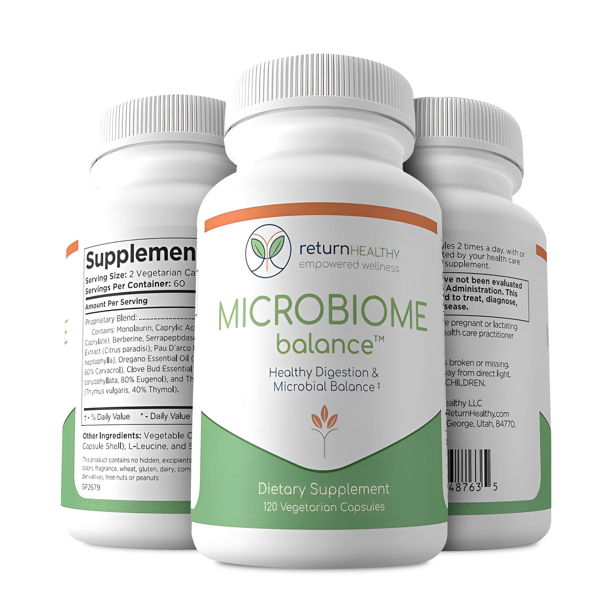 Packaging closeup of Return Healthy Microbiome Balance bottle.