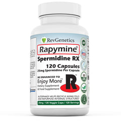 REVGENETICS Rapymine bottle and label on shelf illustrating convenient daily packaging