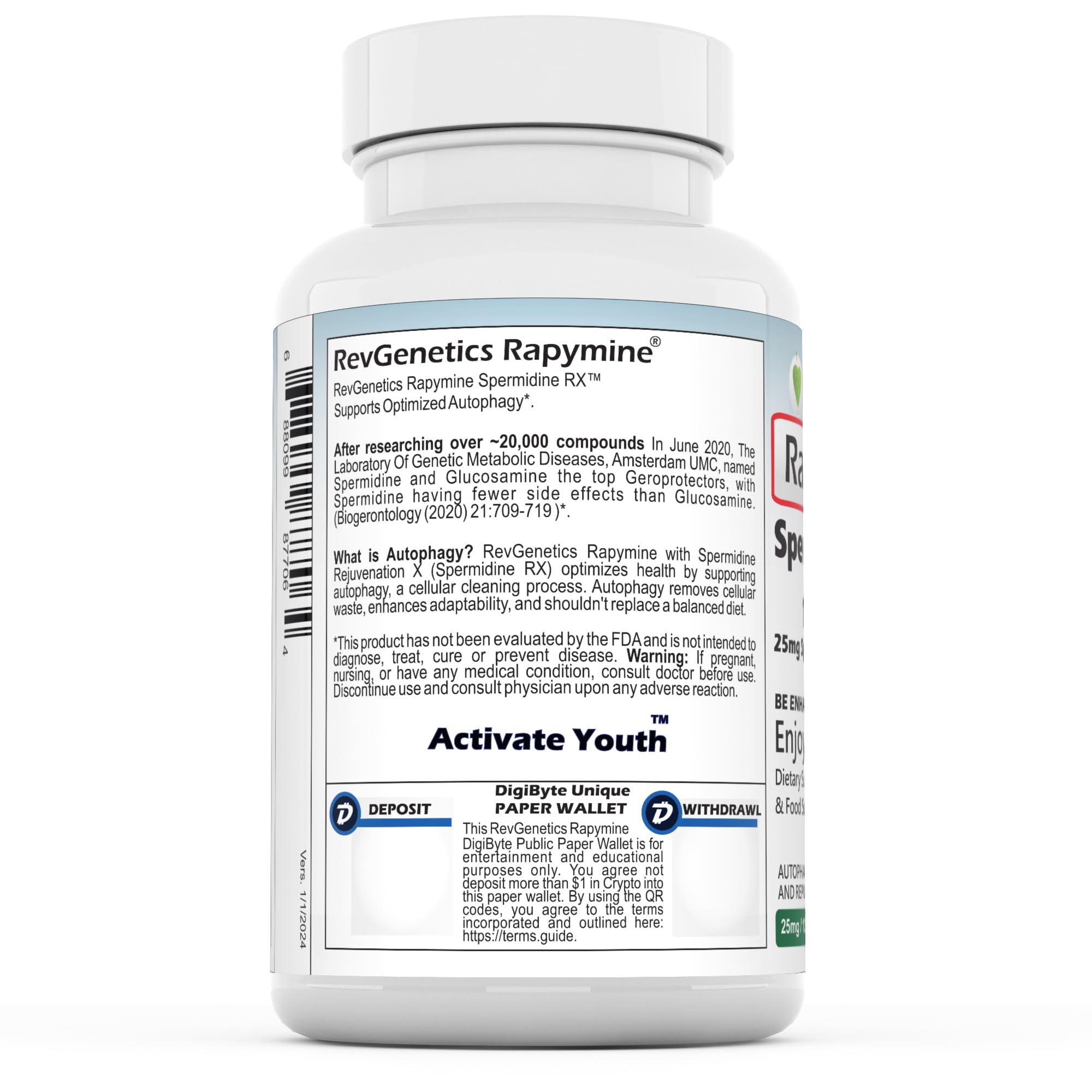 REVGENETICS Rapymine capsules close-up showing a clean label