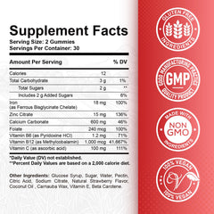 ReviNutra Iron Gummies bottle side profile emphasizes easy chew format.