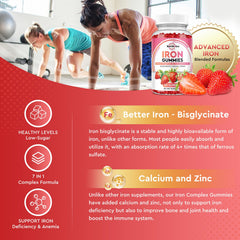 ReviNutra Iron Gummies ingredients label notes chelated iron and vitamins.