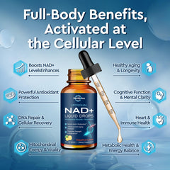 ReviNutra NAD drops being poured for quick absorption demonstration