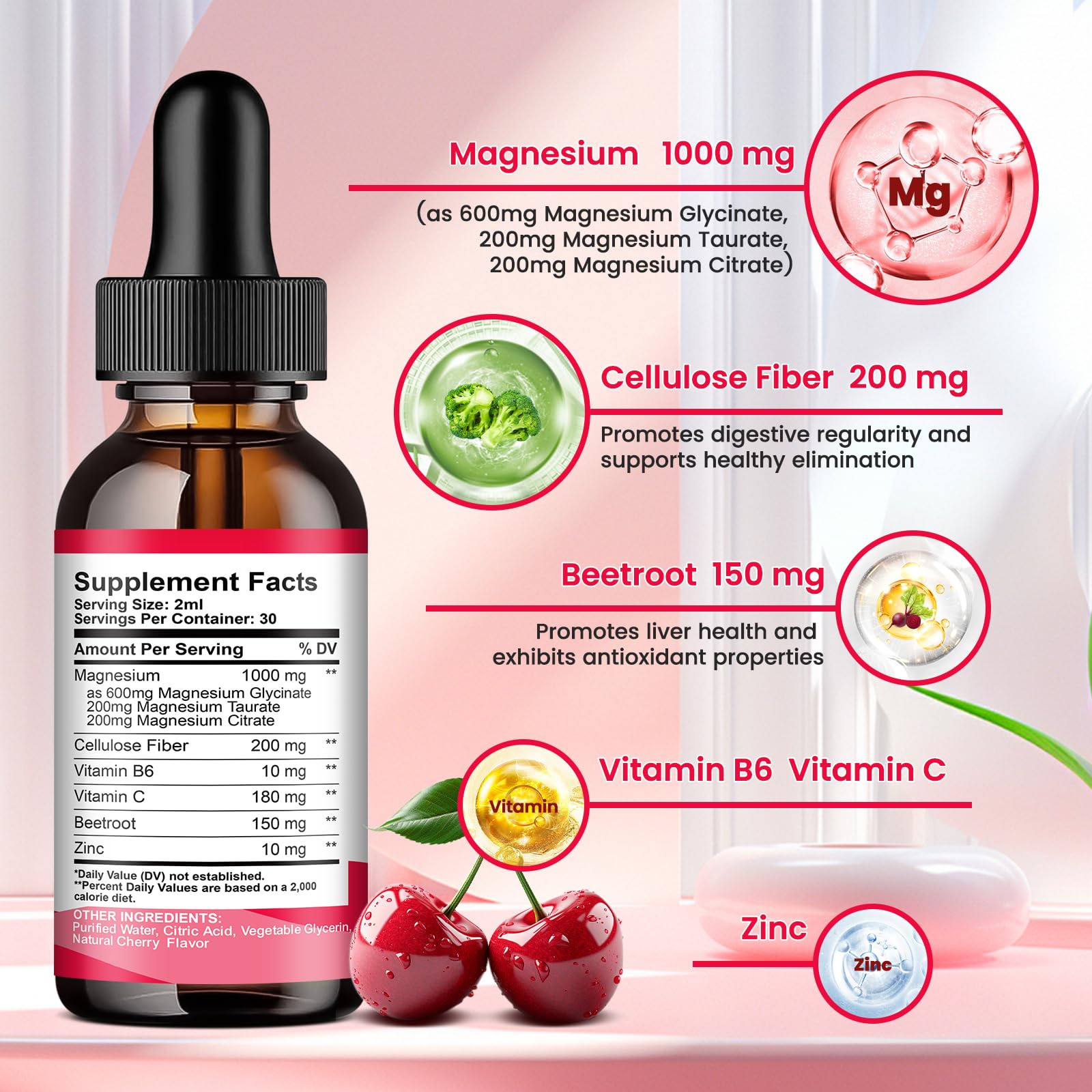 ReviNutra liquid drops dosage measure showing precise 2 ml dose.