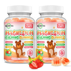 ReviNutra magnesium gummies for kids with banana center promote calm sleep.