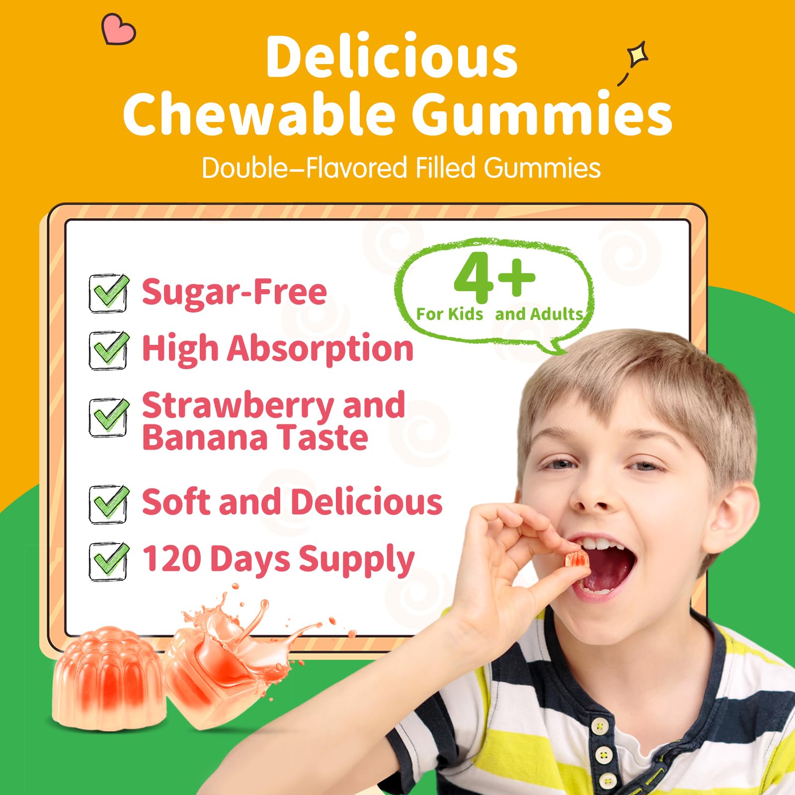 ReviNutra kids gummies with strawberry exterior layer support mood and relaxation.