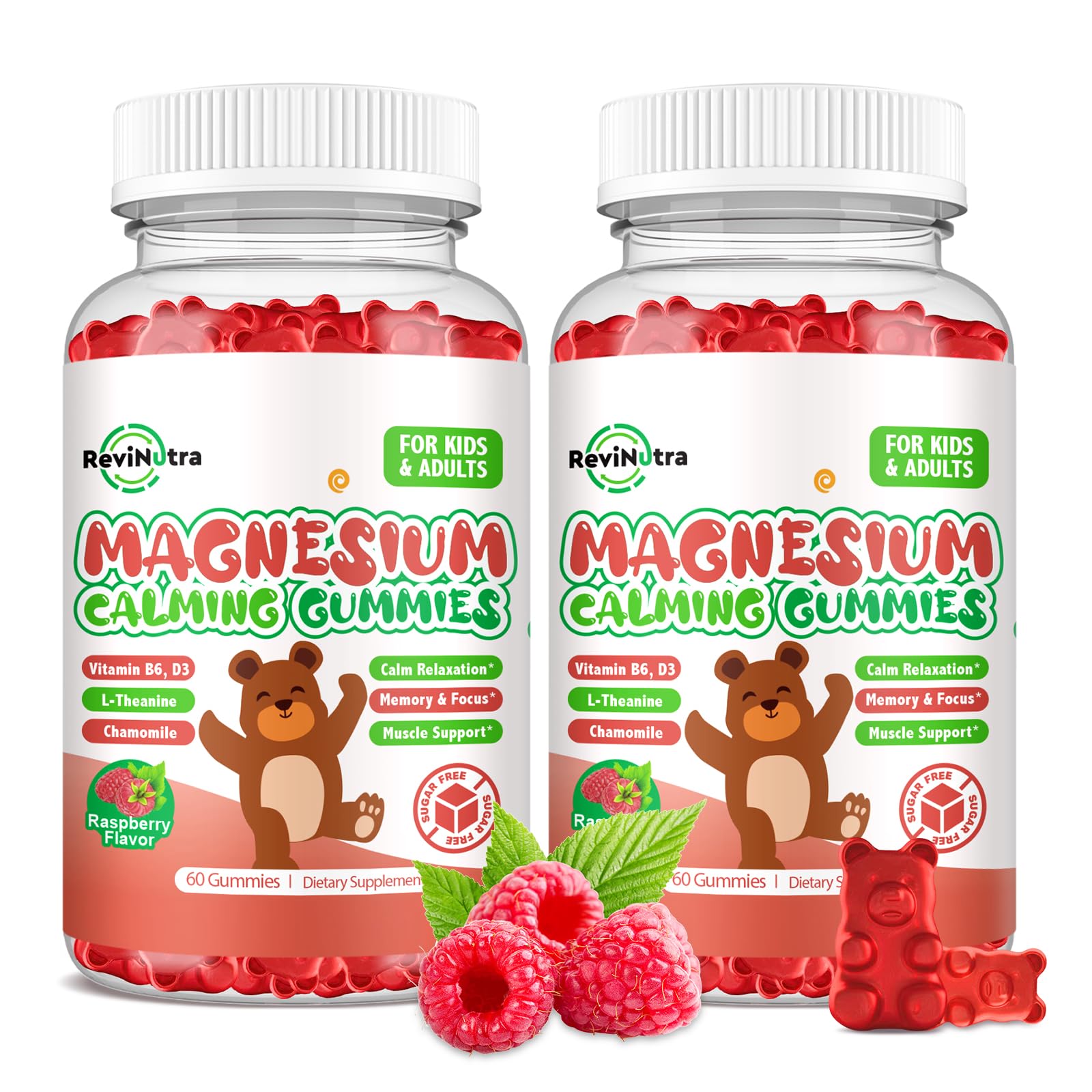 ReviNutra Kids Magnesium Gummies bottle promoting calm and restful nights.