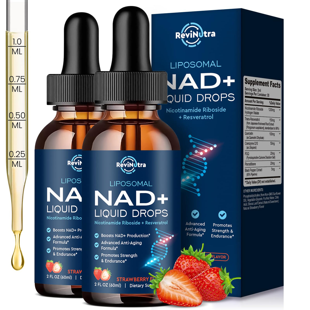ReviNutra liposomal NAD bottle for daily vitality and energy