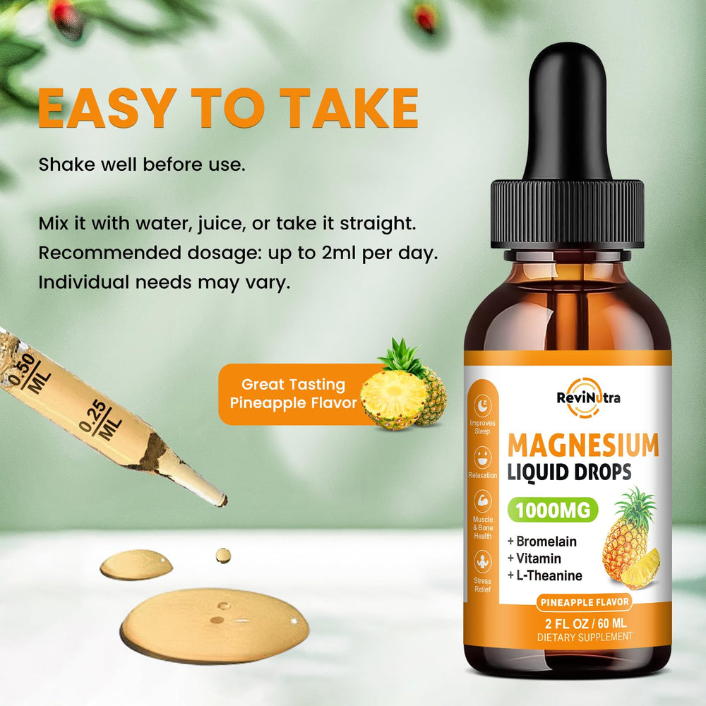 ReviNutra drops label detailing bromelain and vitamin blend for digestion support