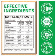 ReviNutra Kids Gummies pineapple close-up shows chewy texture and tasty flavor.
