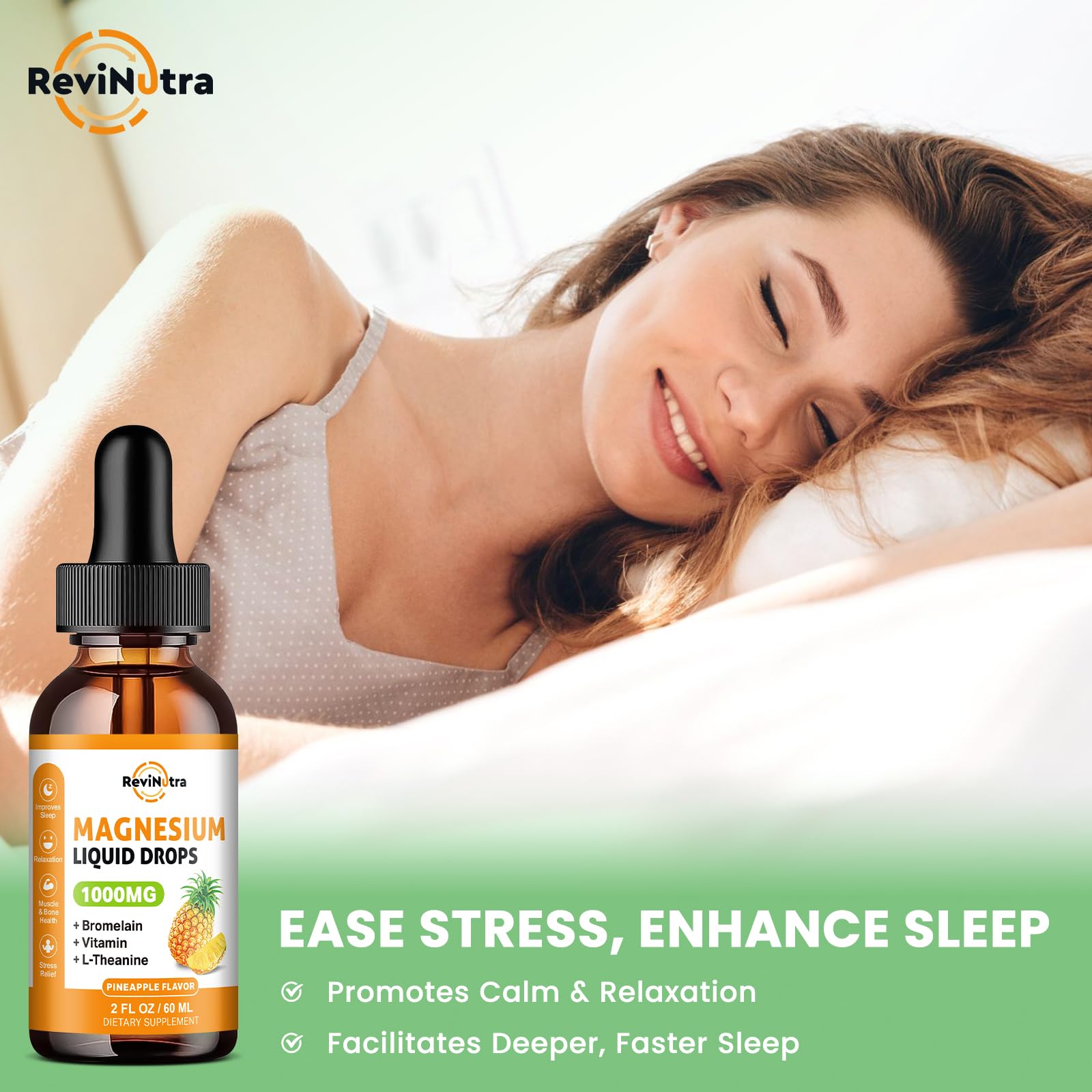 ReviNutra magnesium glycinate drops bottle ready after shake for better absorption