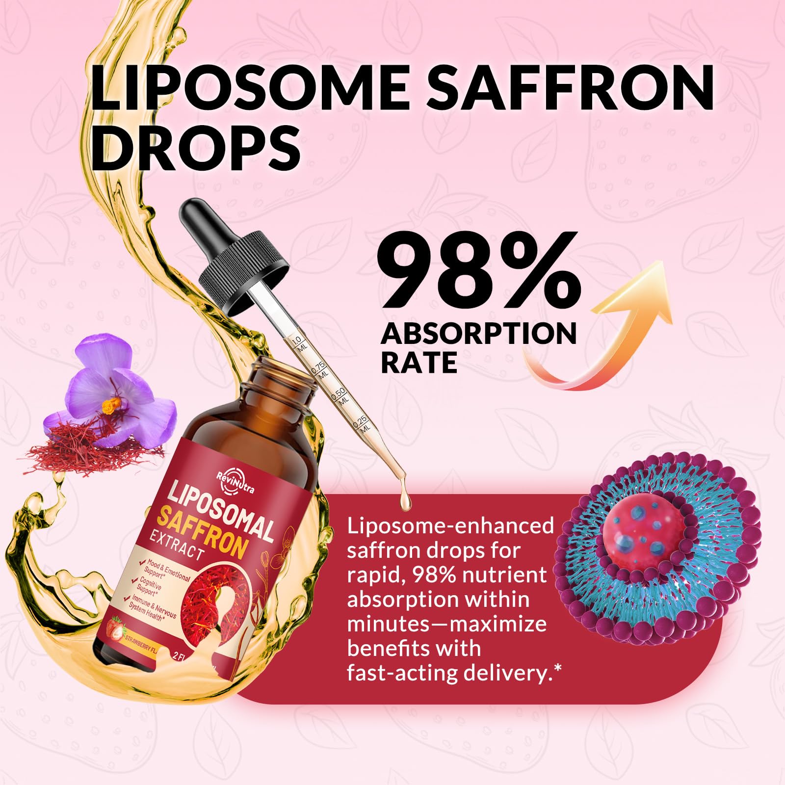 ReviNutra saffron immunity drops plus D3 and zinc support energy