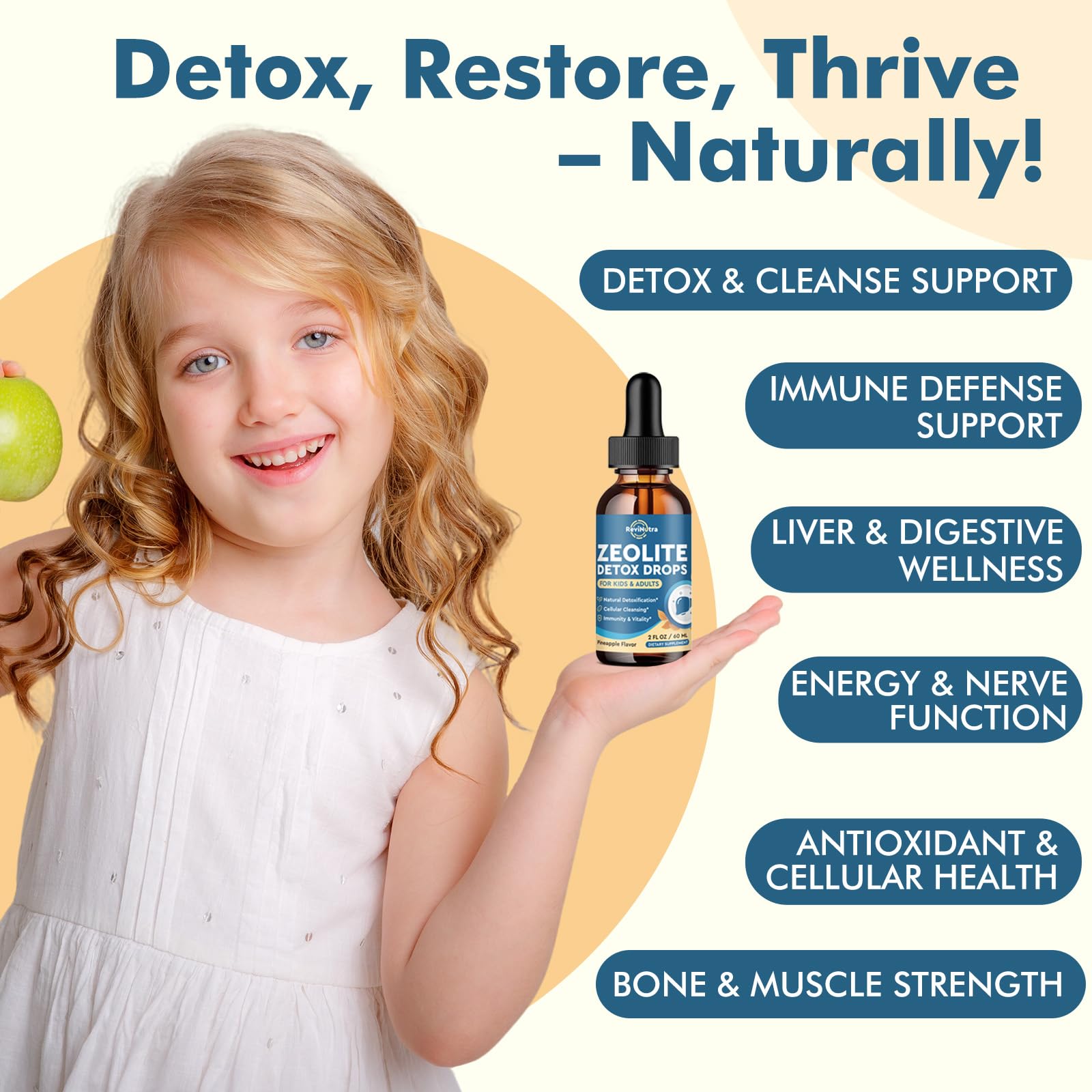Graphic of Clinoptilolite Zeolite and chlorella ingredients for detox support