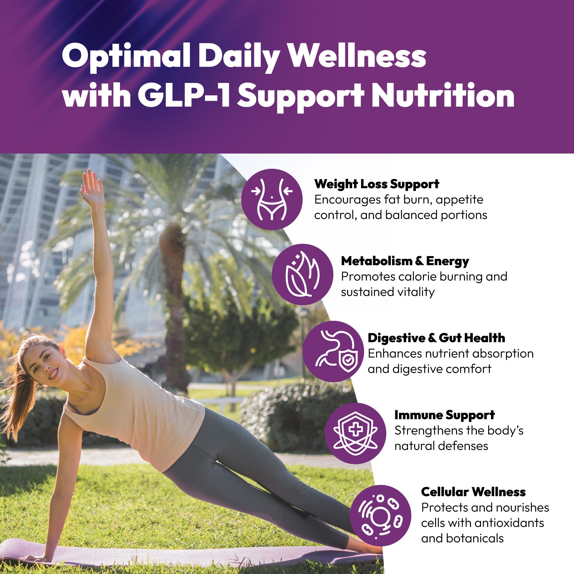 Front label of Revion Labs GLP-1 Support showing vegan formula.