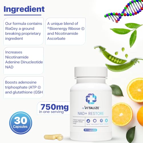 REVITALIZE NAD+ bottle label confirms third-party tested quality.