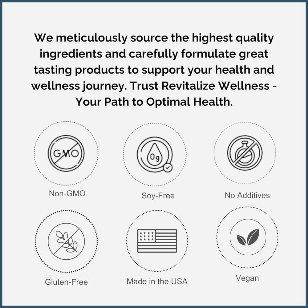 Revitalize Wellness GMO-free and sugar-free vitamin C powder for clean nutrition.