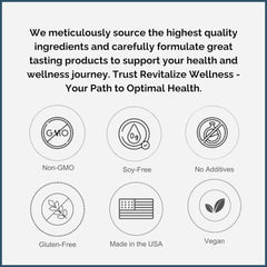 Revitalize Wellness GMO-free and sugar-free vitamin C powder for clean nutrition.