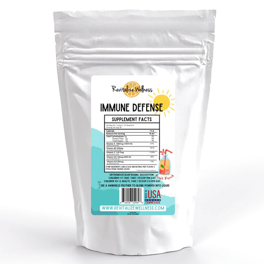 Revitalize Wellness Immune Defense powder bottle for daily immune support
