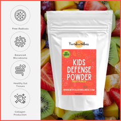 Revitalize Wellness Kids Defense powder nutrition label highlights 1000 mg C and 250 mg B3