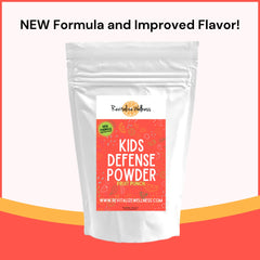 Revitalize Wellness Kids Defense powder blended into smoothie for daily use