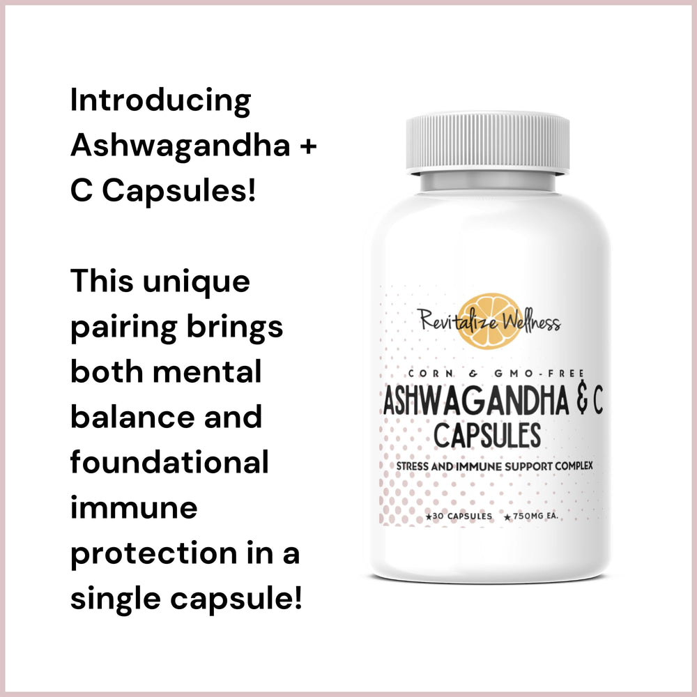 Revitalize Wellness Vitamin C capsules bottle signaling antioxidant support