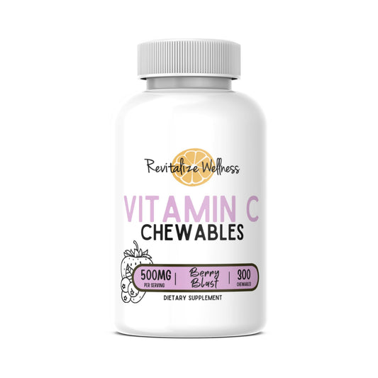 Revitalize Wellness Vitamin C chewables berry-blast bottle front view boosts daily wellness.