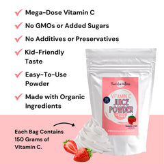 Revitalize Wellness Vitamin C powder glass with strawberry-cream flavor ready to sip