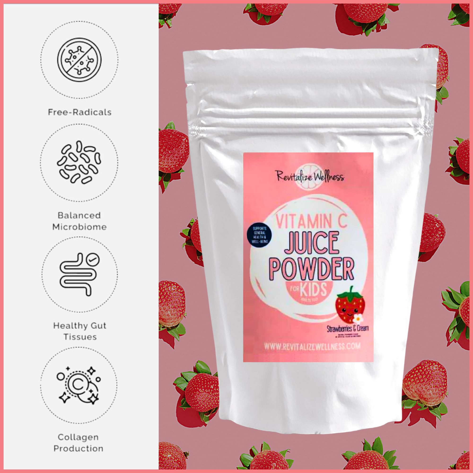 Revitalize Wellness Vitamin C powder nutrition label with clear ingredients