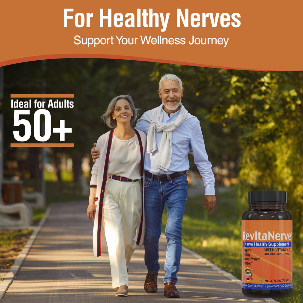 RevitaNerve bottle-pour showing capsules for simple daily intake