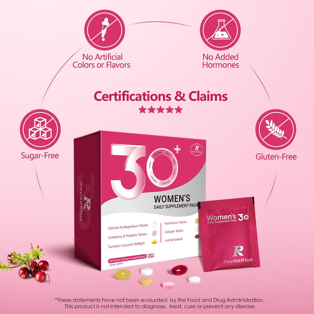 RevitaPlus cranberry supplement emphasizes urinary health and daily vitality.