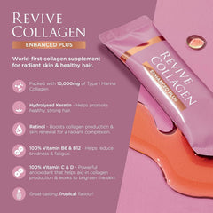 Revive Collagen Enhanced Plus ingredients label highlighting marine collagen