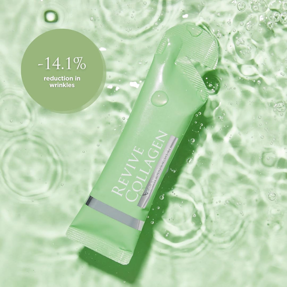 Hydration-focused image with Revive Collagen and a water splash