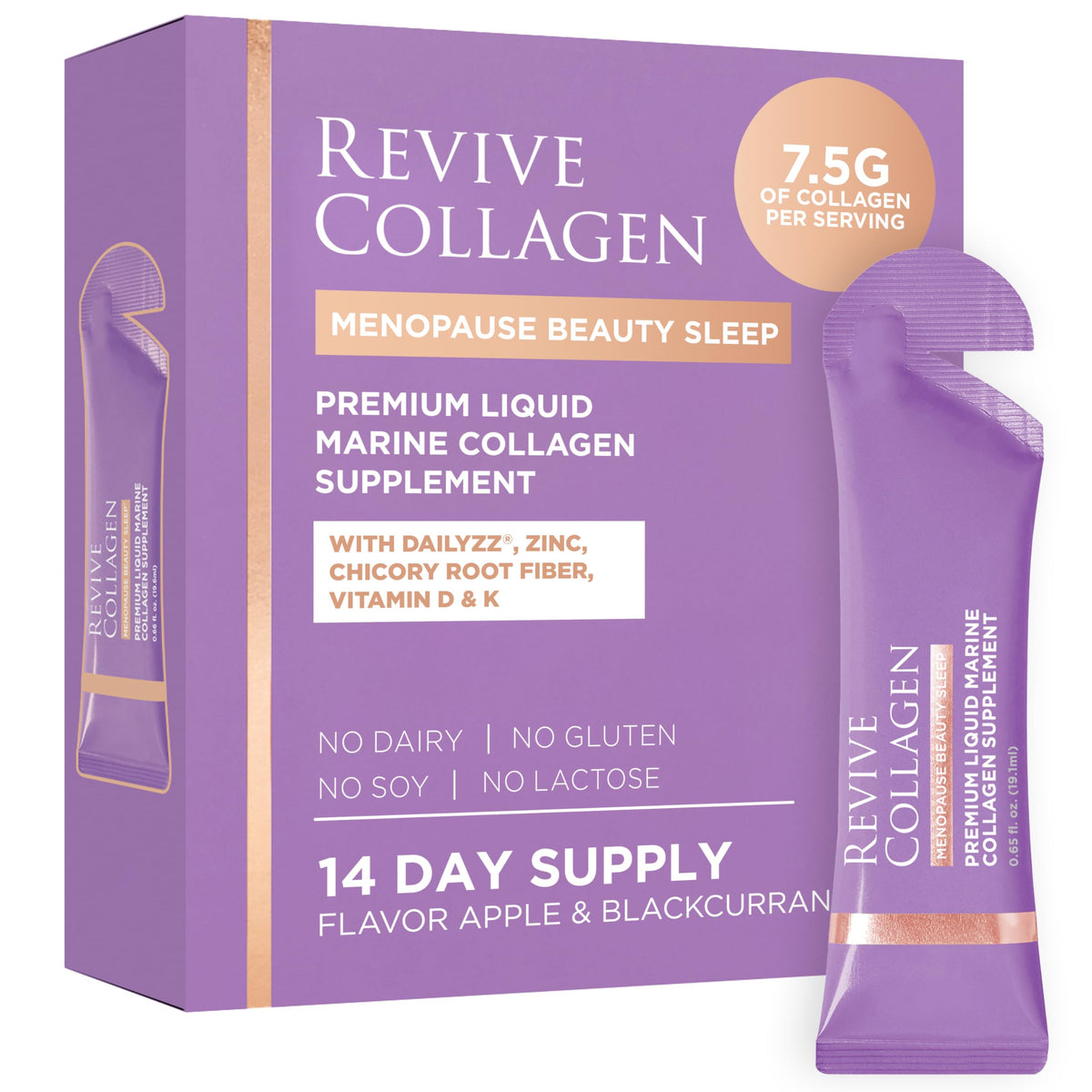 Botella de Revive Collagen Menopause Beauty Sleep para descanso nocturno reparador