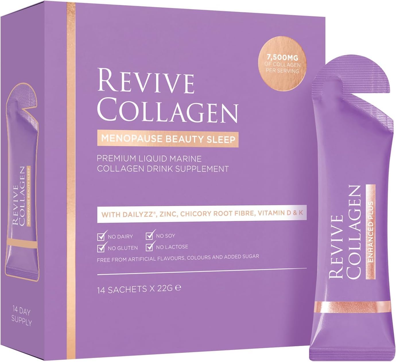 Revive Collagen menopause beauty sleep packaging with 14 sachets for night-time use