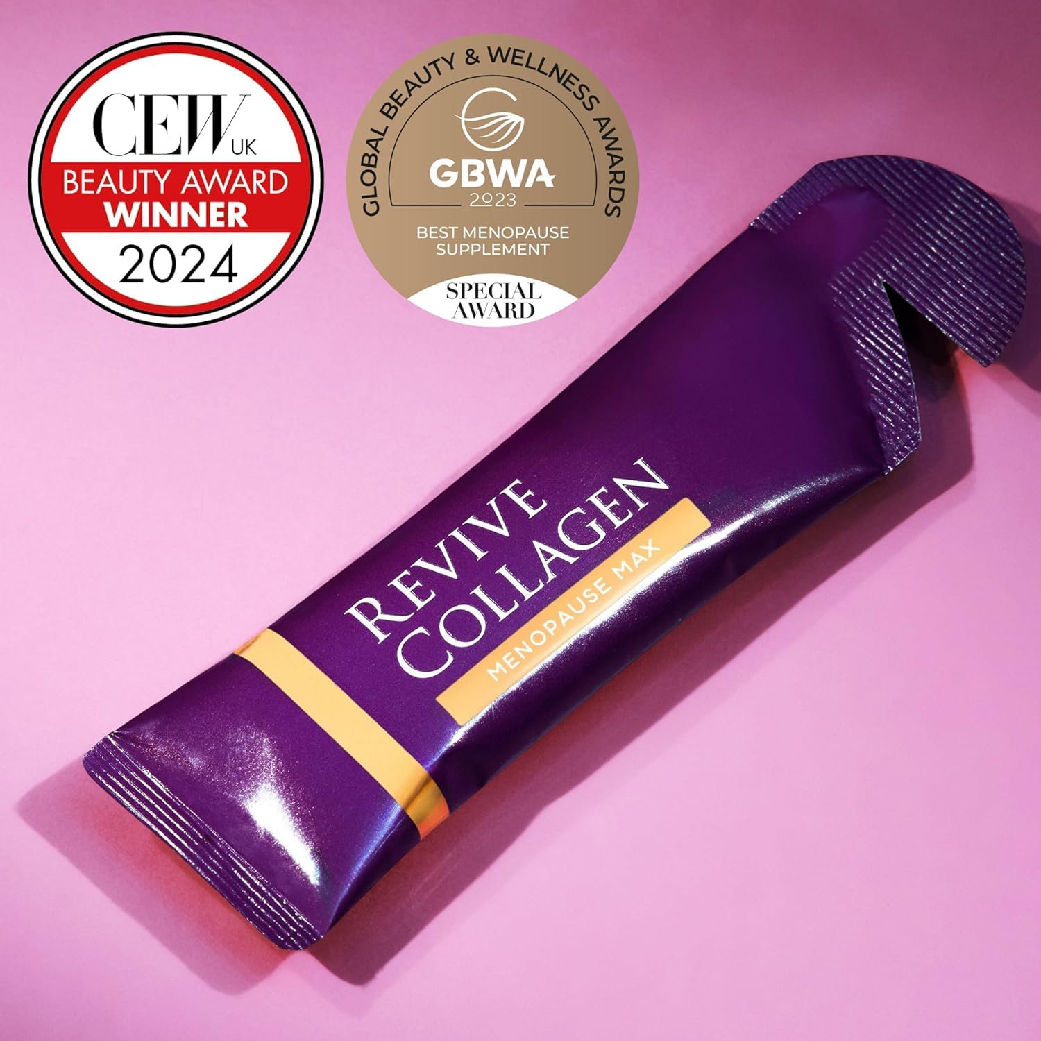 Revive Collagen Menopause Max prepared drink on desk, ready to sip.