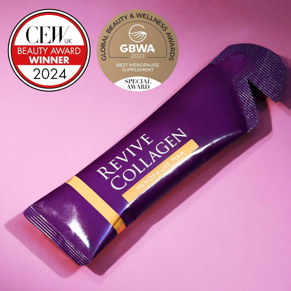 Revive Collagen Menopause Max prepared drink on desk, ready to sip.