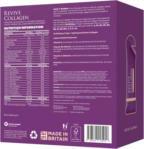 Revive Collagen Menopause Max sachets pack, convenient daily sachets.