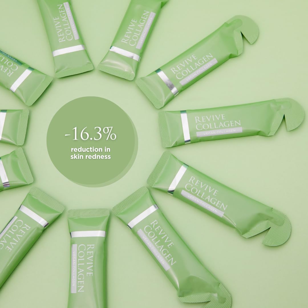 Vitamins B C D E icons accompanying Revive Collagen