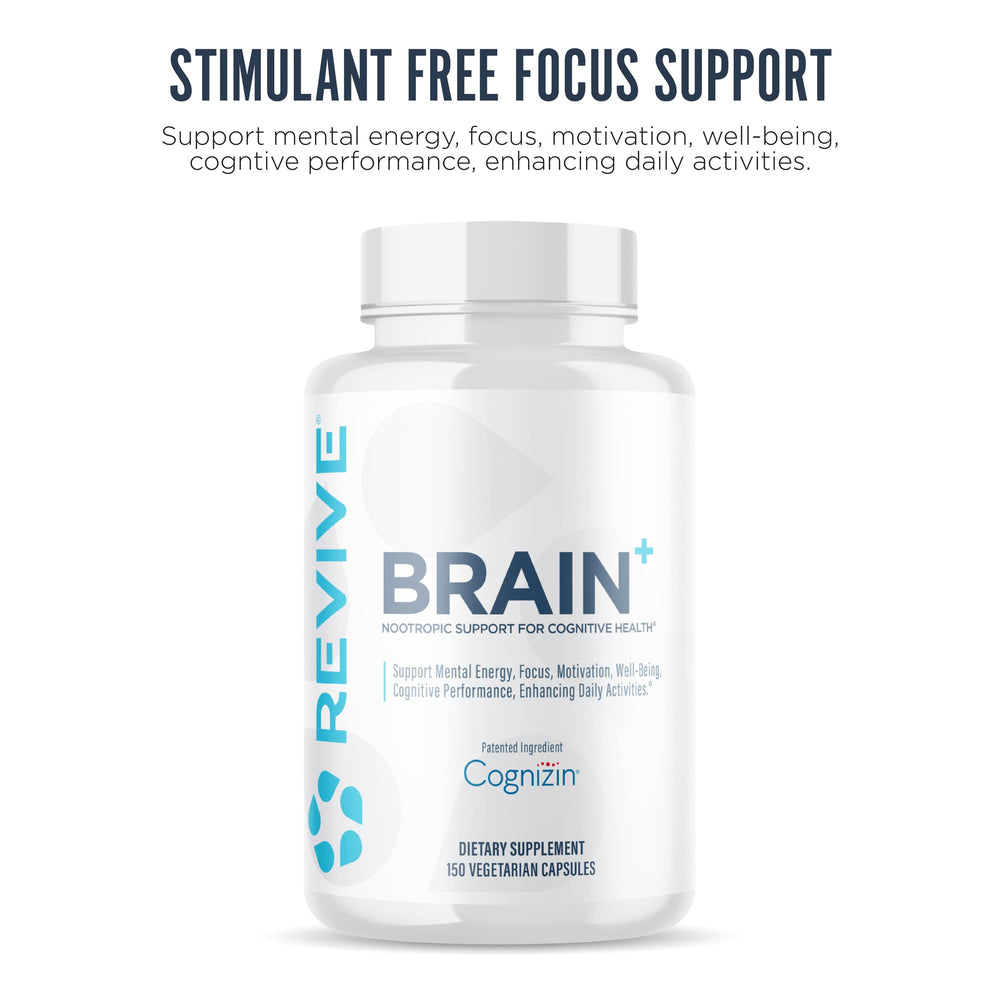 Revive MD Brain Plus label closeup highlighting vitamins B6 and B12