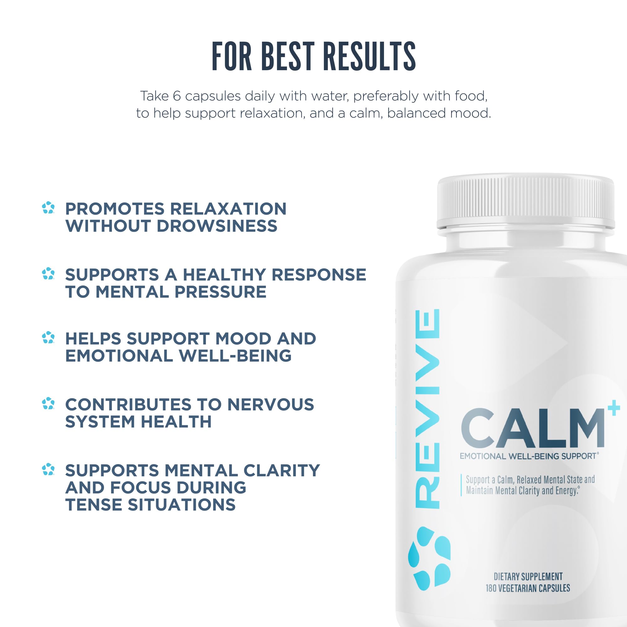 Revive MD Calm ingredients panel featuring L-Theanine and GABA.