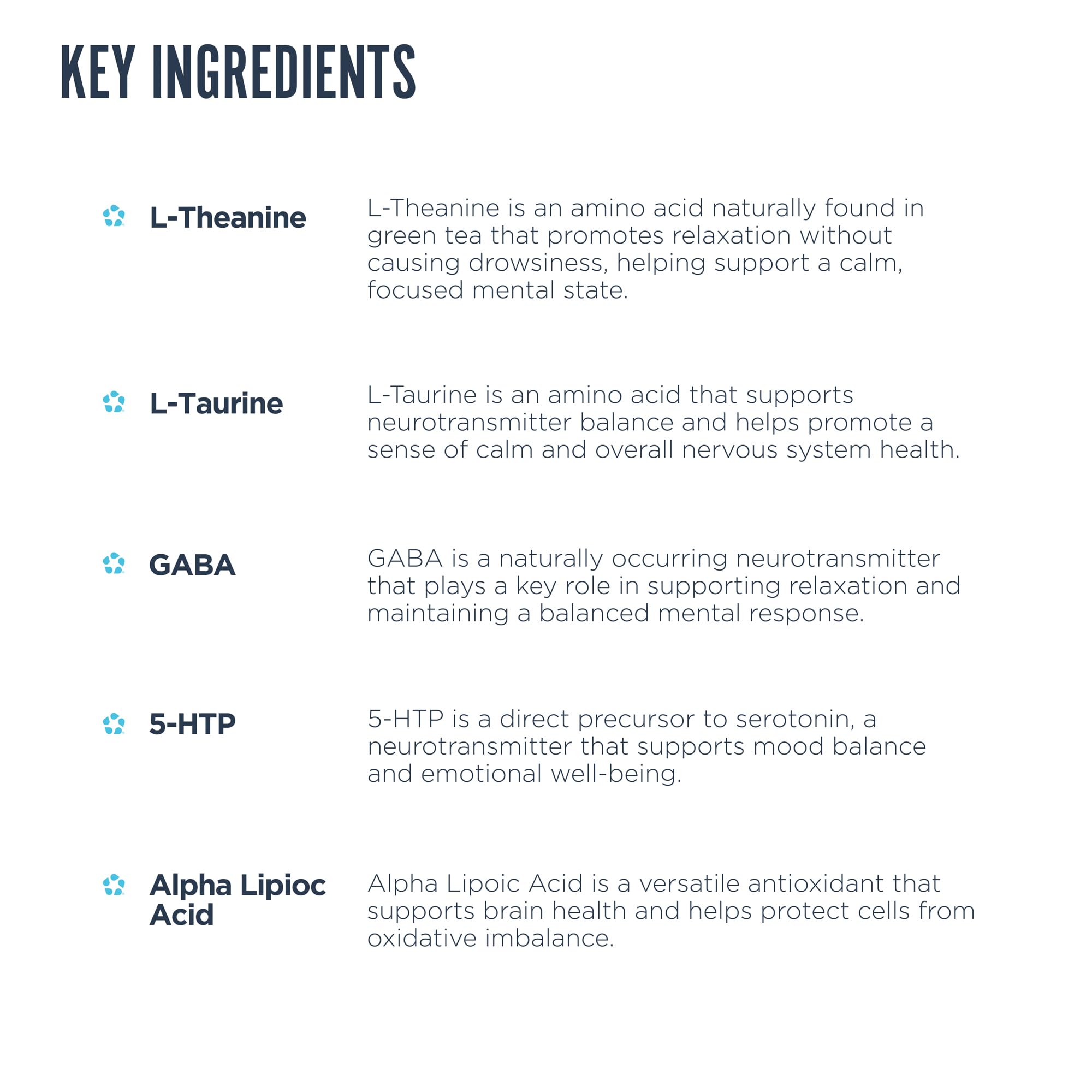 Revive MD Calm label close-up showing ingredients and dosage.