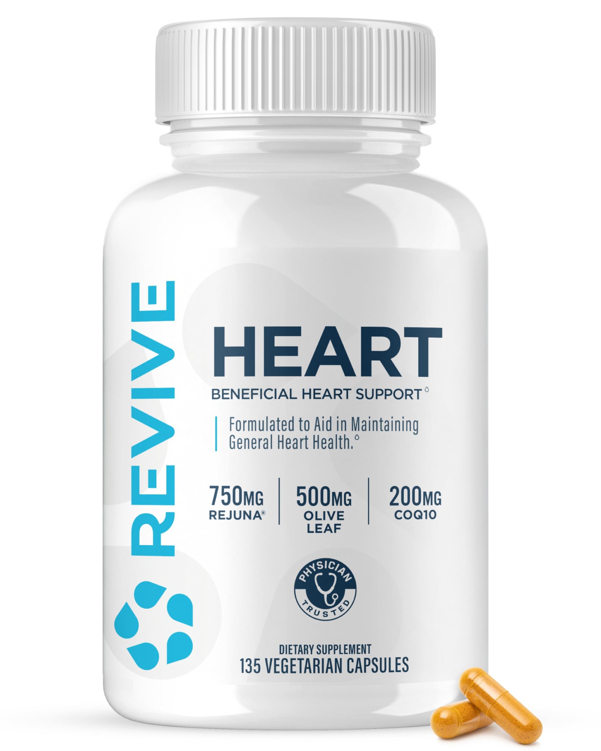 Revive MD CoQ10 bottle cap showing easy daily dosage and brand clarity