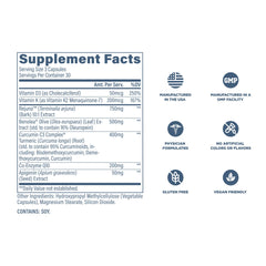Revive MD CoQ10 serving dosage graphic showing three capsules per day