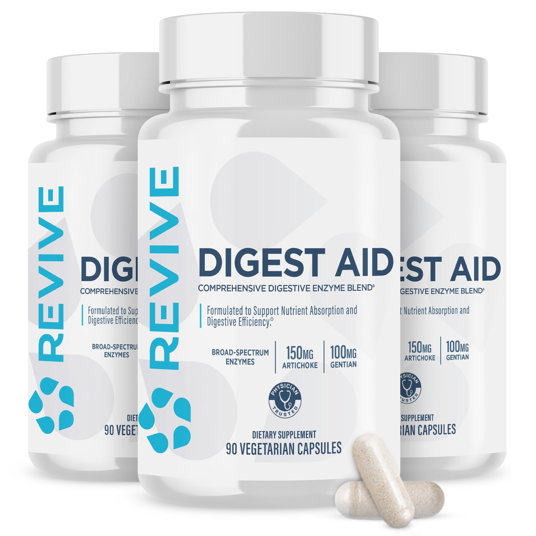 Revive MD Digest Aid bottle front, suggesting natural digestive support.